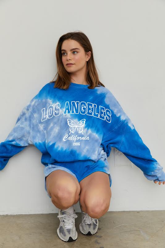 WOMENS LOS ANGELES BLUE TIE DYE SWEATSHIRT