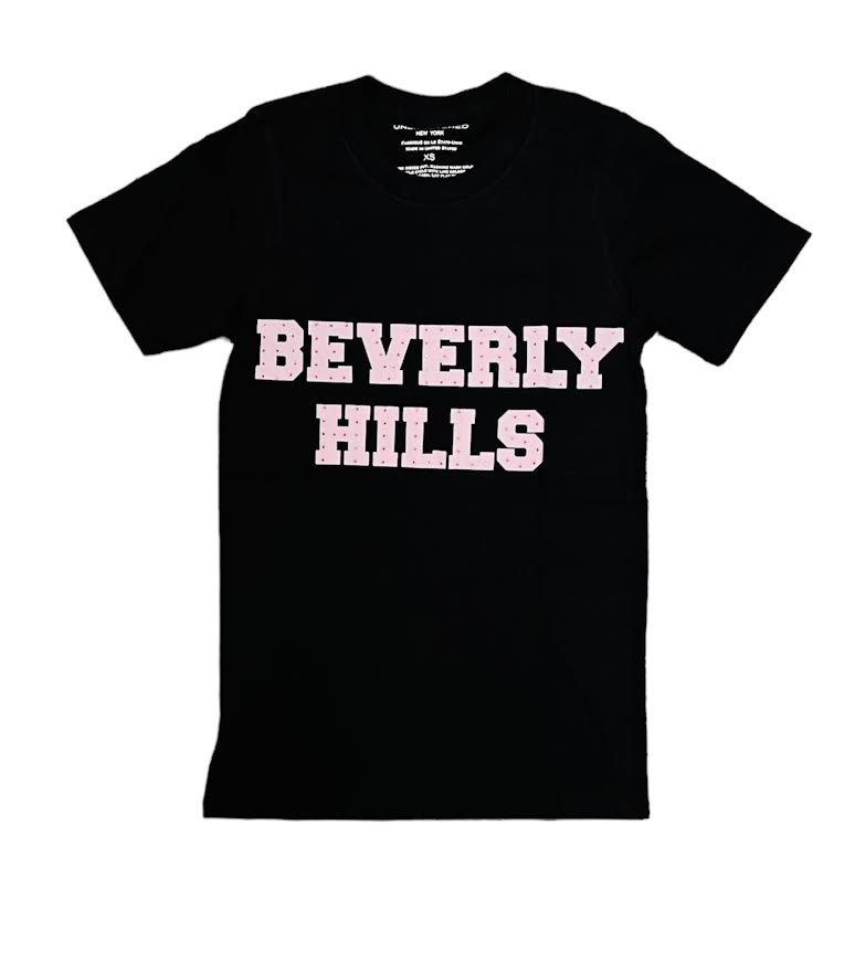 WOMENS BEVERLY HILLS BLACK EMBELLISHED T-SHIRT