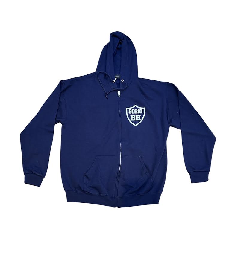 MENS BEVERLY HILLS NAVY ZIP UP HOODIE