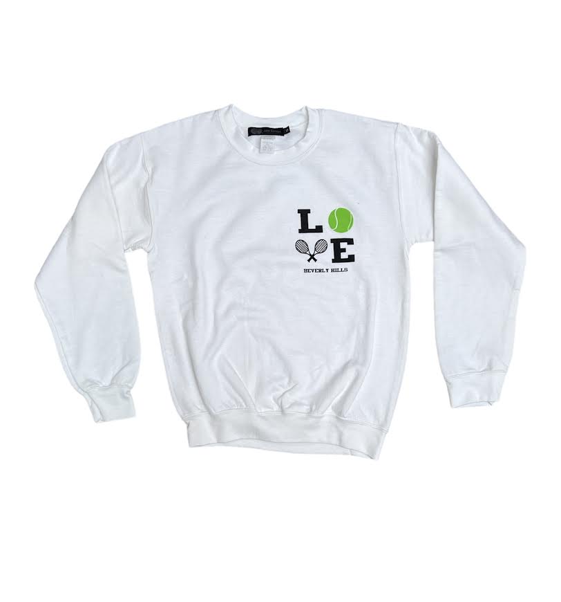 MENS LOVE TENNIS WHITE CREWNECK