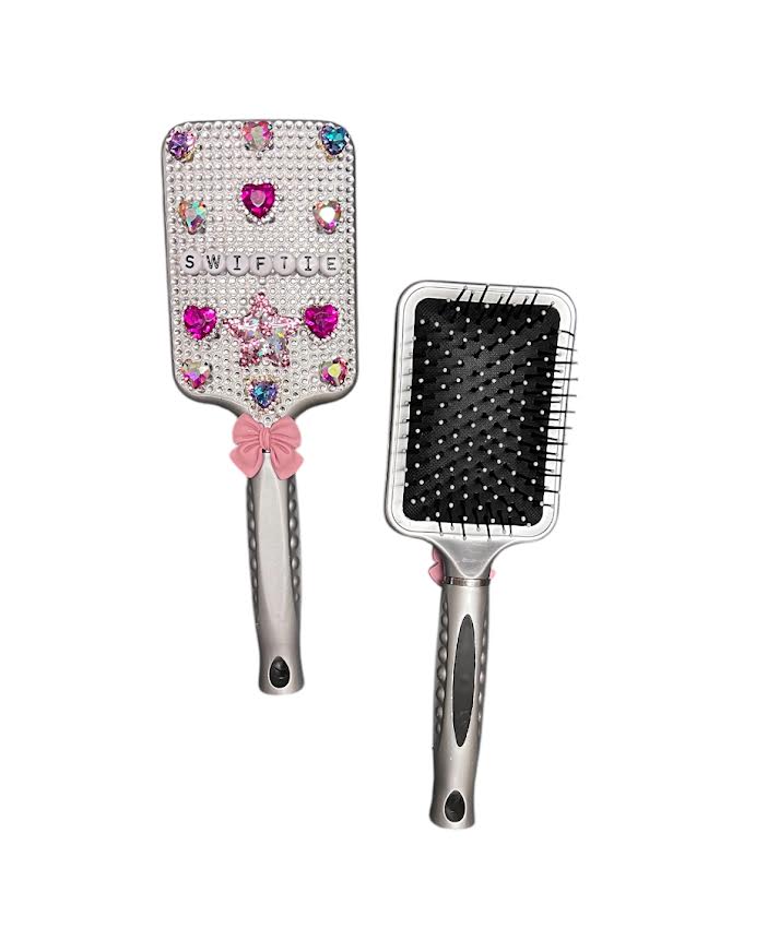 SILVER LARGE JEWELED SWIFITE BRUSH