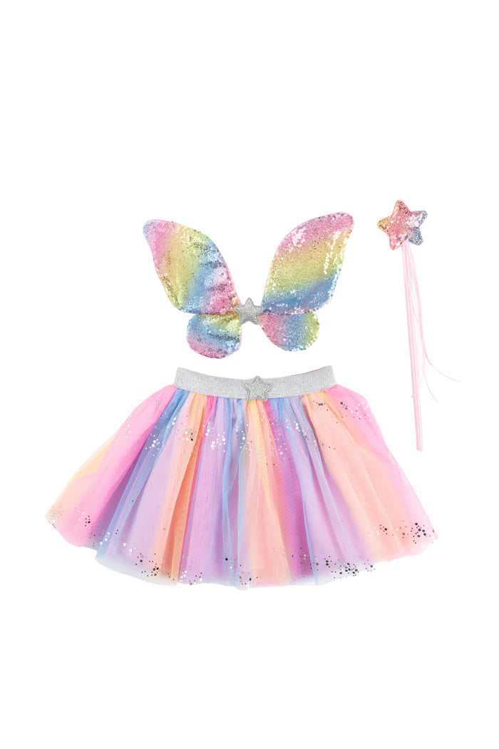 RAINBOW SEQUINS SKIRT WINGS AND WAND