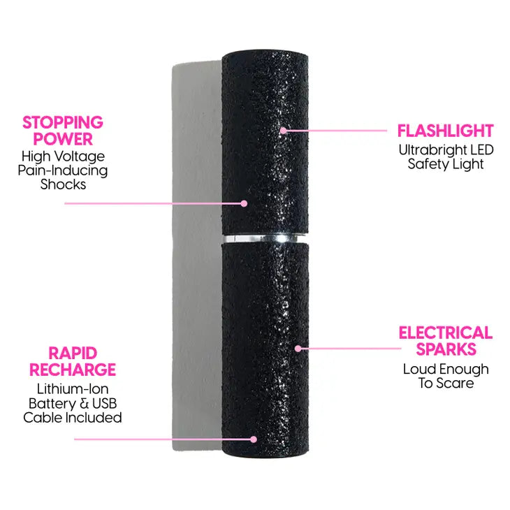 BLACK GLITTER MINI STUN GUN