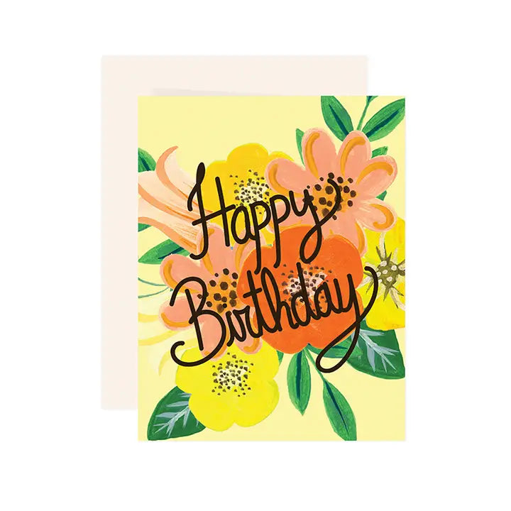 ORANGE FLORAL BIRTHDAY CARD