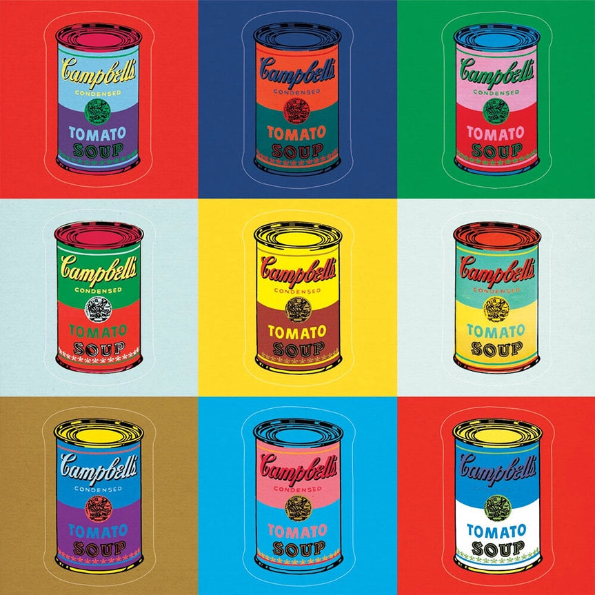 CAMPBELL'S SOUP CANS BY ANDY WARHOL STICKERS - SHEET OF 9