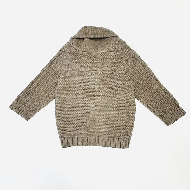 COCOA HEATHER KNIT SHAWL COLLAR CARDIGAN