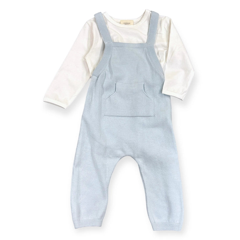 BLUE MILAN KANGAROO OVERALL KNIT SET