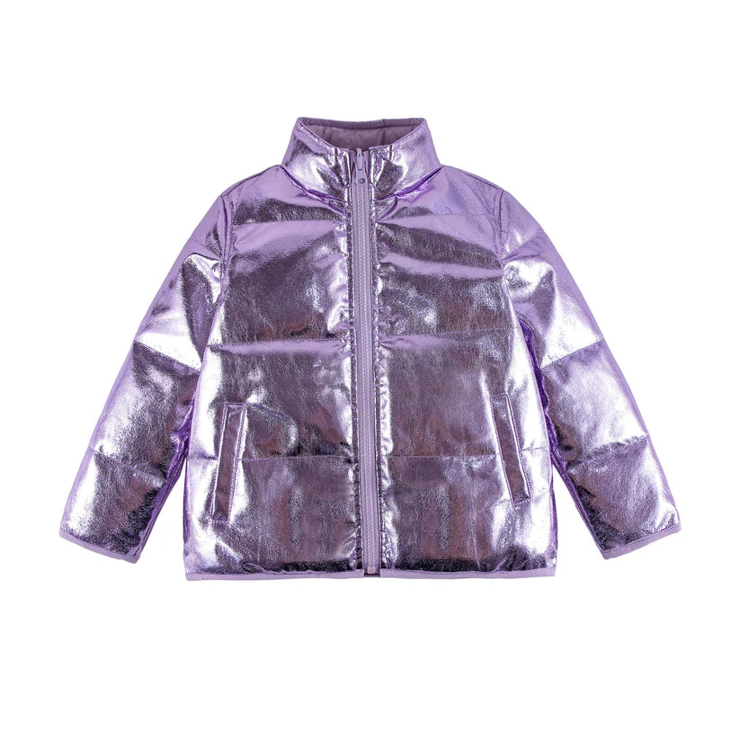 GIRLS PURPLE METALLIC DOWN JACKET