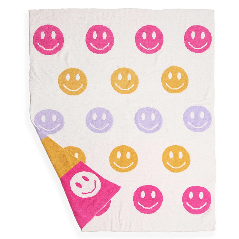 MULTICOLOR HAPPY FACE THROW BLANKET