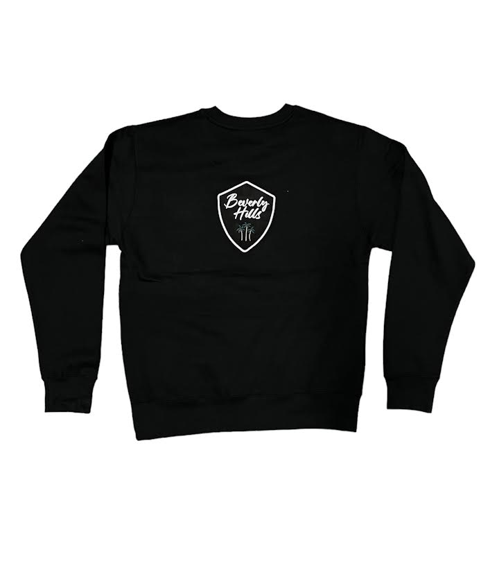 MENS BEVERLY HILLS EMBROIDERED MIDDLE LOGO CREWNECK - BLACK