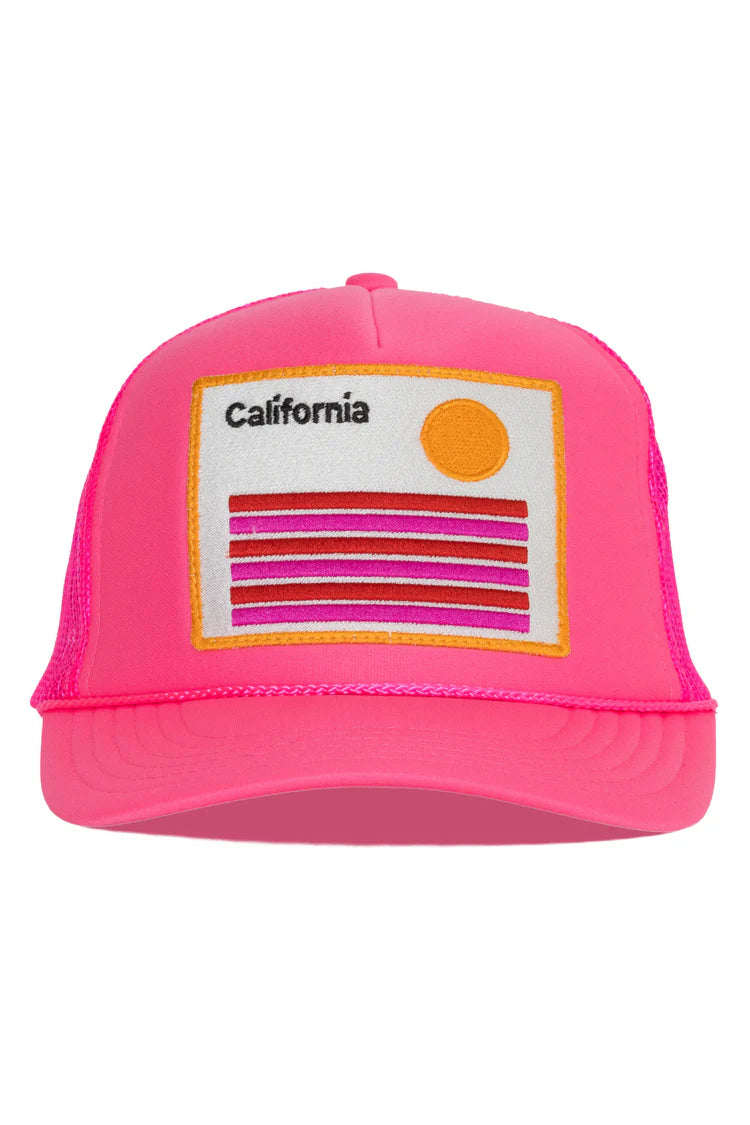 CALIFORNIA STRIPES PINK TRUCKER HAT