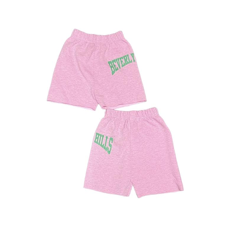 GIRLS BEVERLY HILLS HEATHER PINK SWEATSHORTS