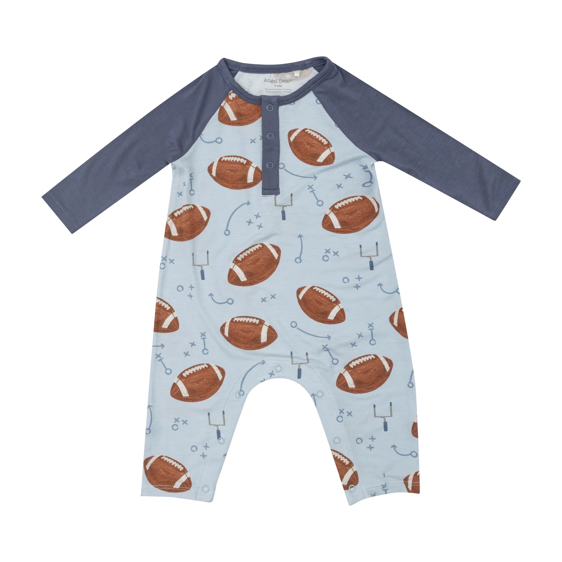 FOOTBALLS RAGLAN ROMPER