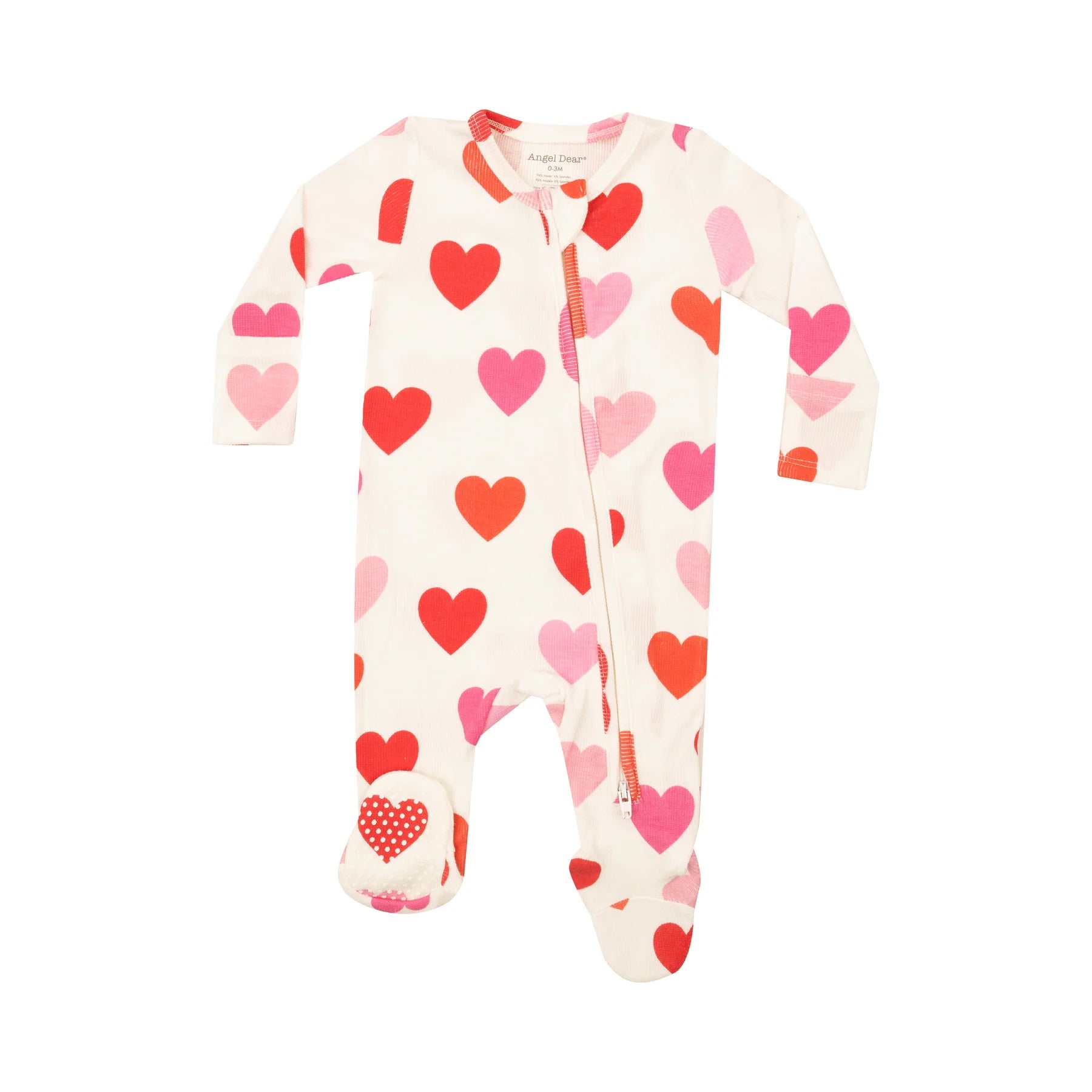 BABY BIG HEARTS 2 WAY ZIPPER FOOTIE