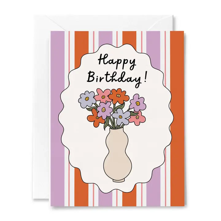 FLORAL STRIPES BIRTHDAY CARD