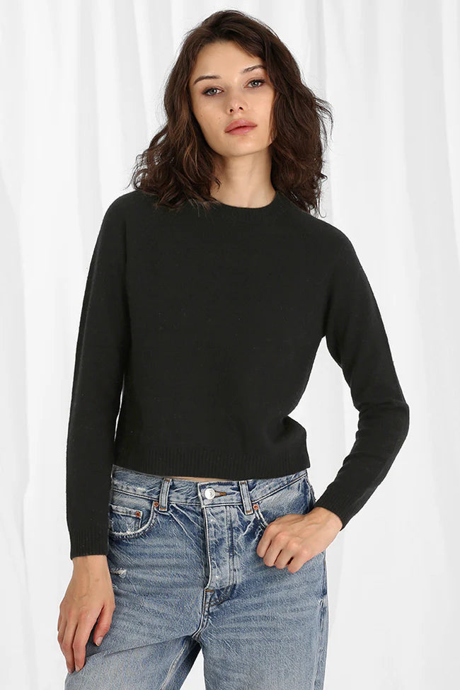 BLACK CASHMERE 9GG LONGSLEEVE SHRUNKEN SWEATER