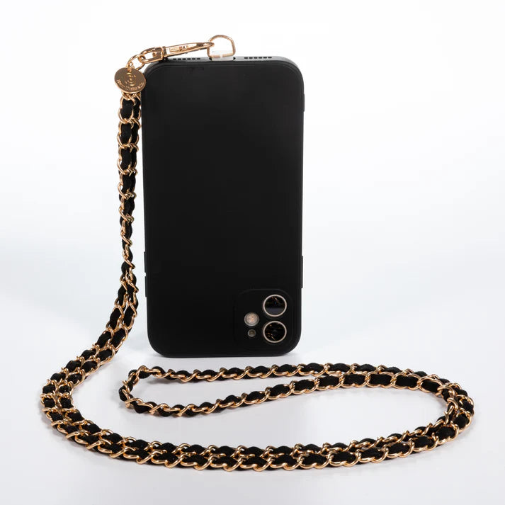 GOLDEN BLACK CROSSBODY PHONE CHAIN