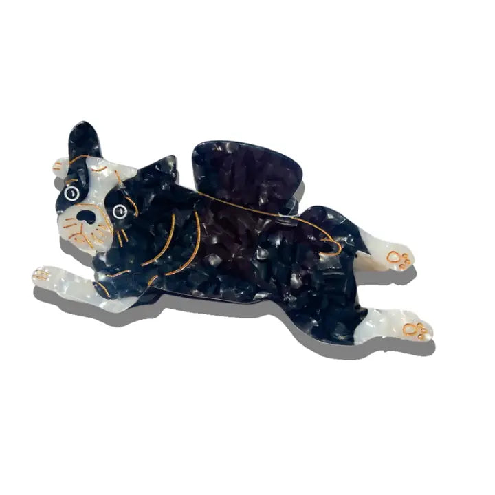 BLACK FRENCH BULLDOG CLAW HAIR CLIP