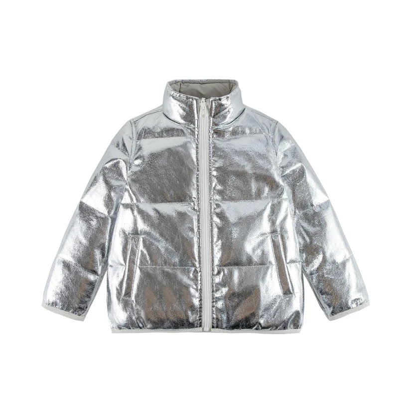 KIDS SILVER METALLIC DOWN JACKET