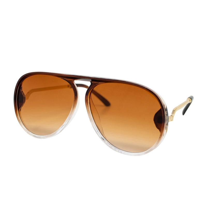 KIDS BROWN AVIATOR TEARDROP SUNGLASSES