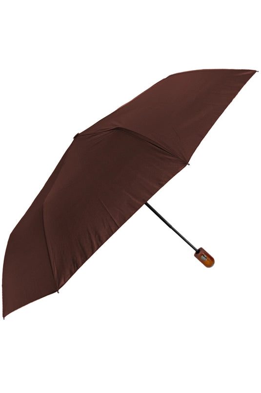 BROWN MONOCHROME AUTO OPEN FOLD COMPACT UMBRELLA