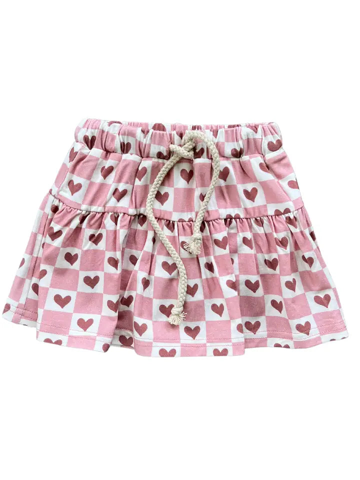 GIRLS CHECKERED HEART SKORT