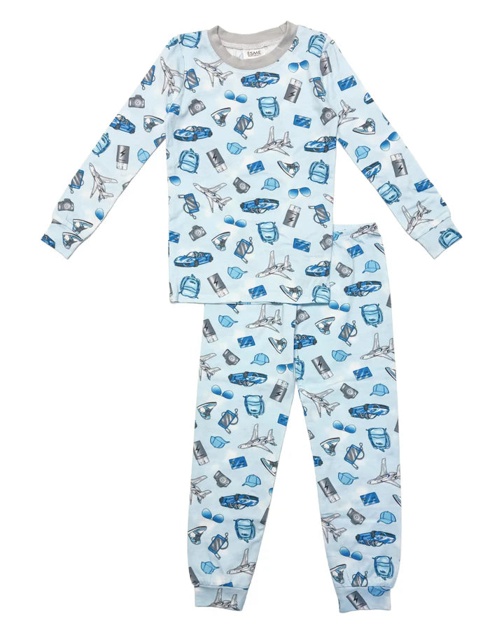 INFANT BOYS BLUE JETSET PJ SET