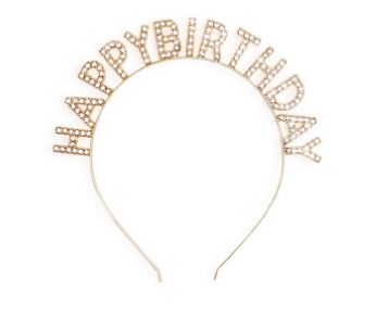 GOLD HAPPY BIRTHDAY RHINESTONE HEADBAND