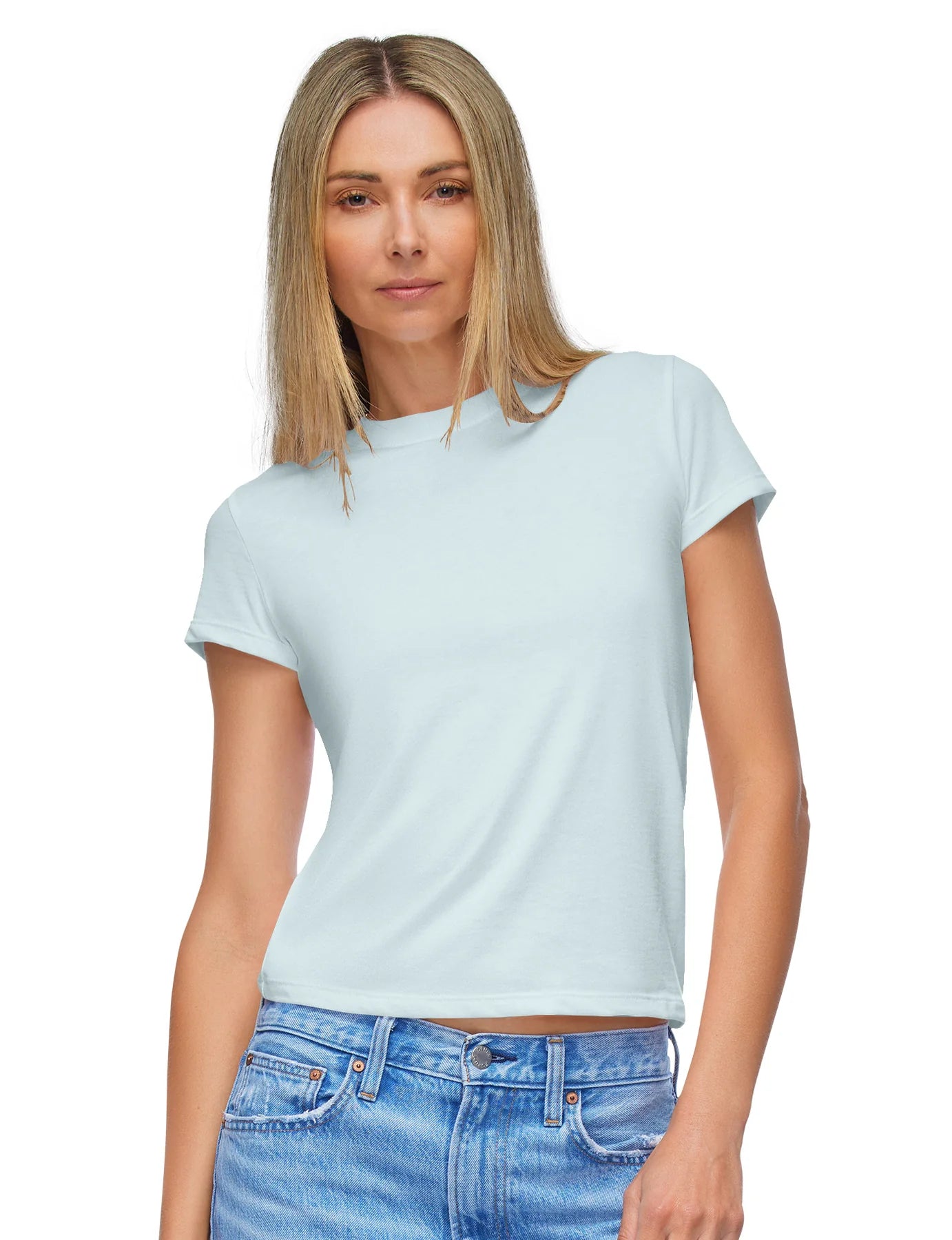 WOMENS TINA FITTED TEE - POWDER BLUE