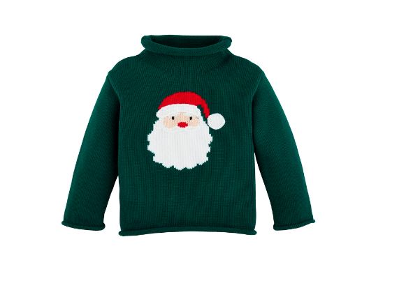 KIDS GREEN SANTA SWEATER