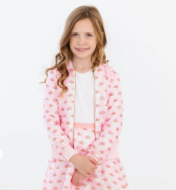 GIRLS PINK RAINBOW SEQUIN JACKET