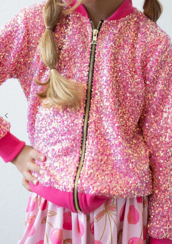 GIRLS HOT PINK SEQUIN JACKET