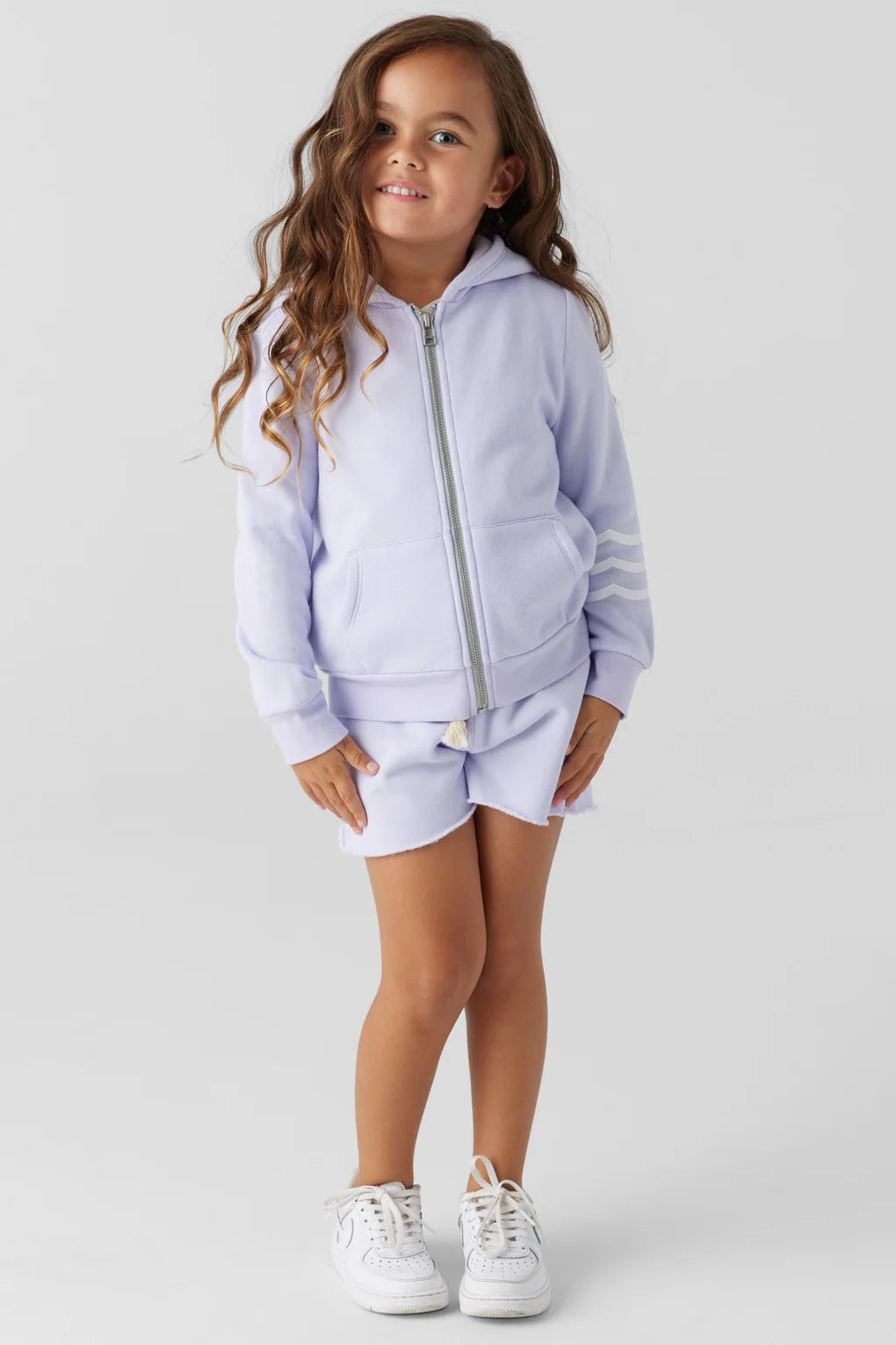 SOL ANGELES GIRLS WAVES ZIP HOODIE - PETAL