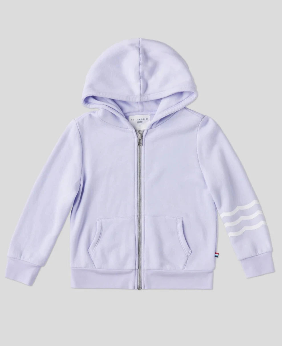 SOL ANGELES GIRLS WAVES ZIP HOODIE - PETAL