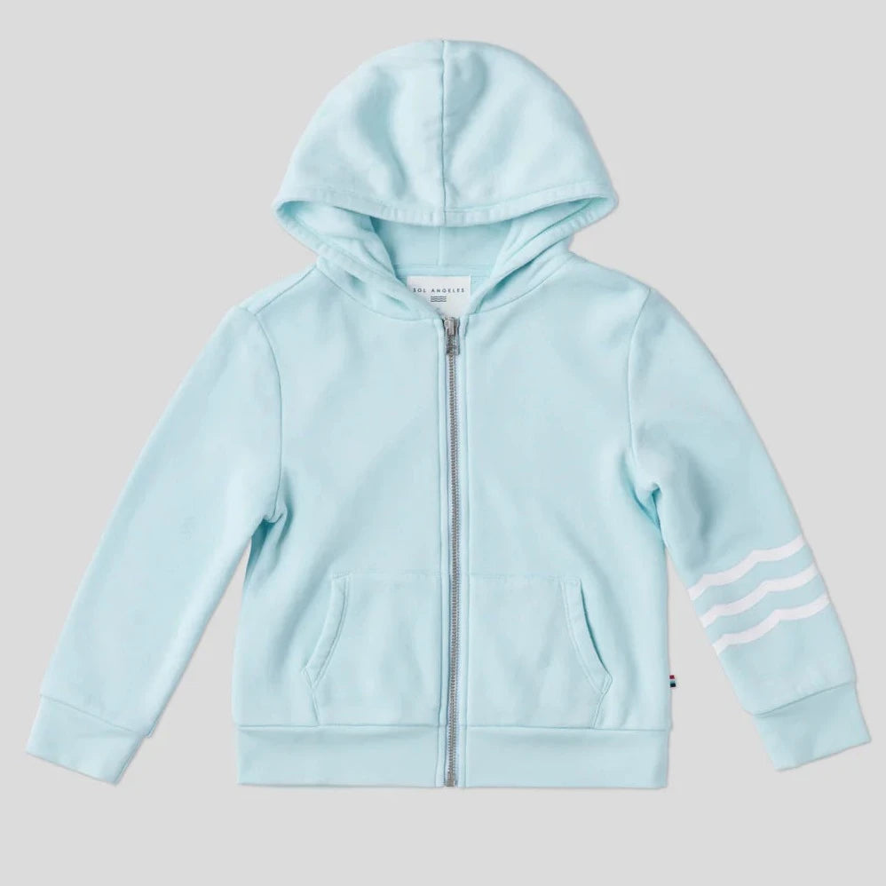 SOL ANGELES KIDS COASTAL WAVES ZIP HOODIE - SEAGLASS