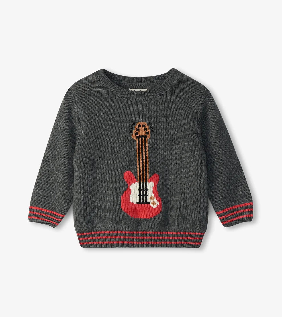 BOYS GUITAR CREW NECK KNIT SWEATER