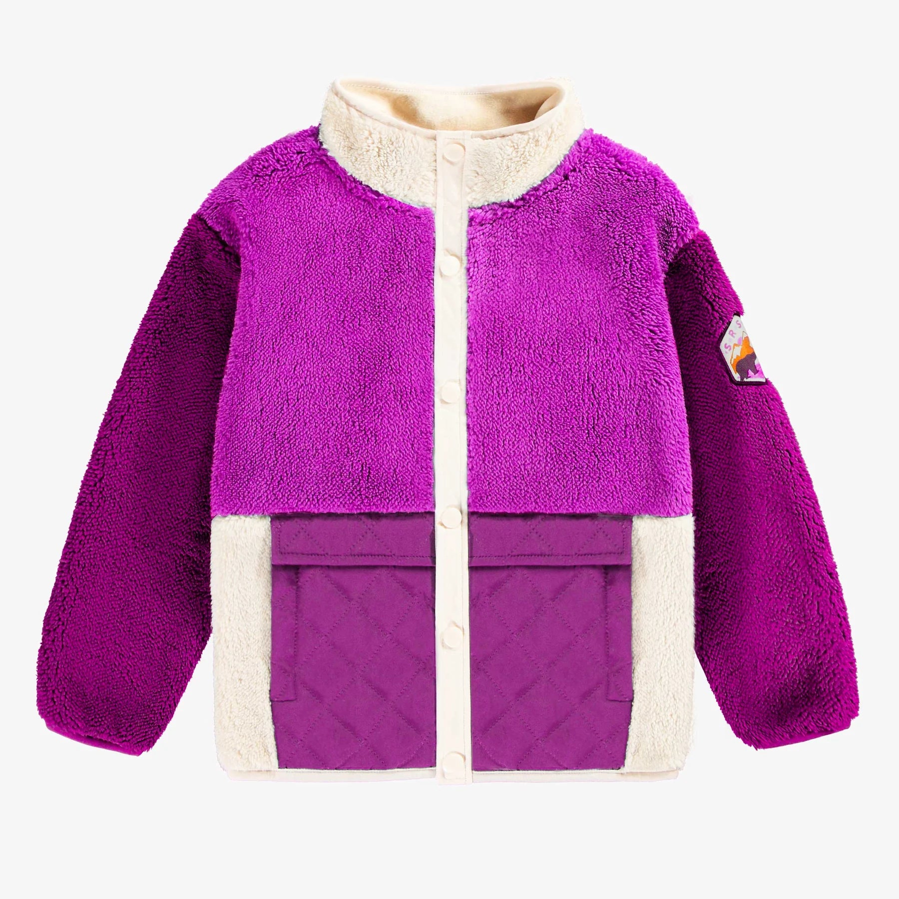 GIRLS PURPLE COLORBLOCK SHERPA JACKET