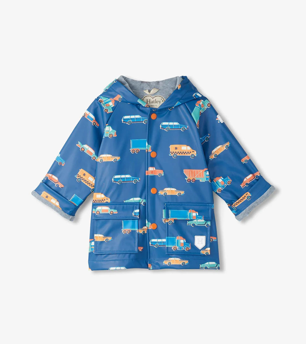 BOYS DRIVING CARS RAIN JACKET