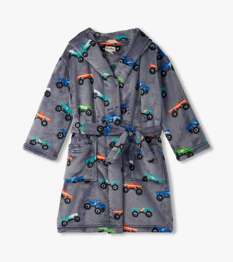 BOYS MONSTER TRUCKS FUZZY FLEECE ROBE