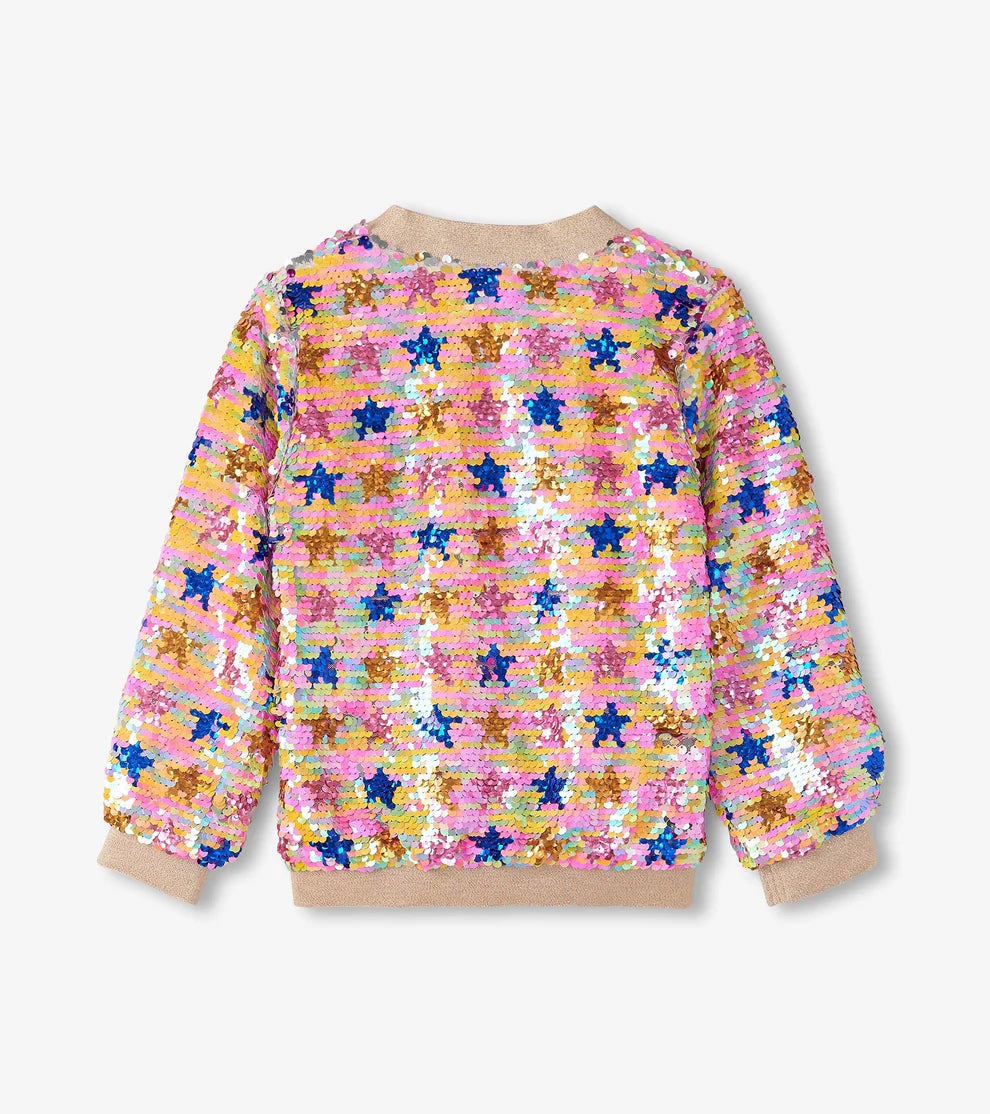 GIRLS STAR PARTY SEQUINED BOMBER JACKET