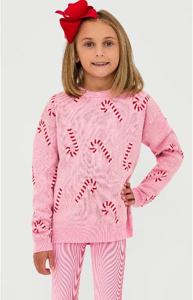 GIRLS CANDY CANE SWEATER