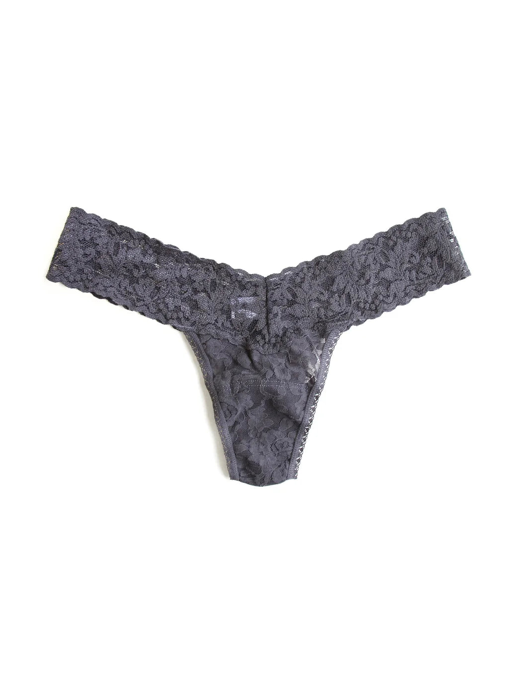 GRANITE GREY SIGNATURE LACE LOW RISE THONG