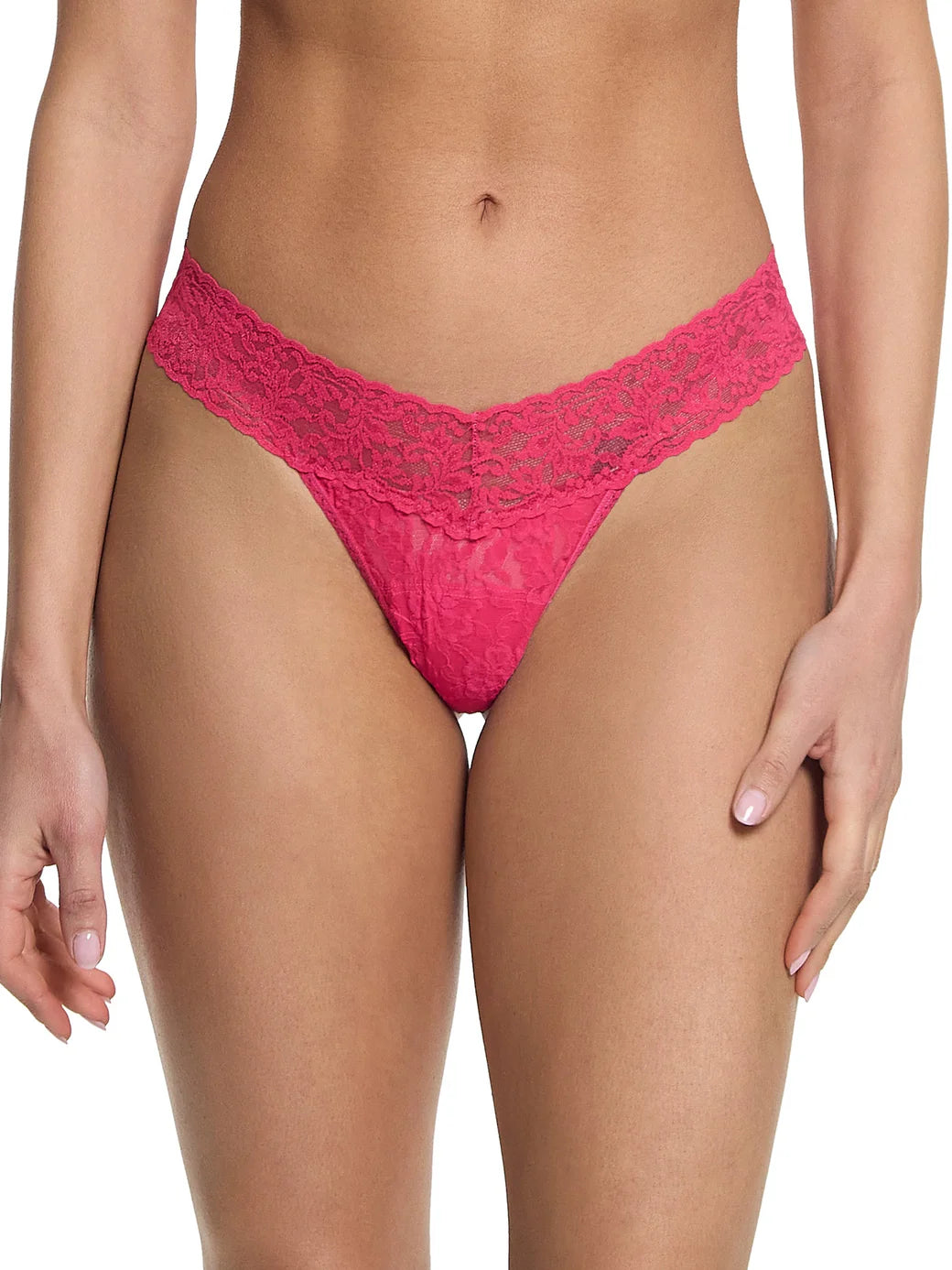 SWEET TART PINK SIGNATURE LACE LOW RISE THONG