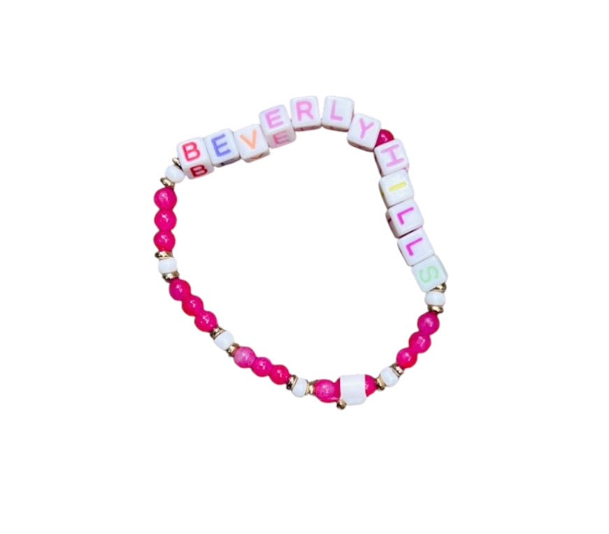 BEVERLY HILLS PINK BEADED BRACELET