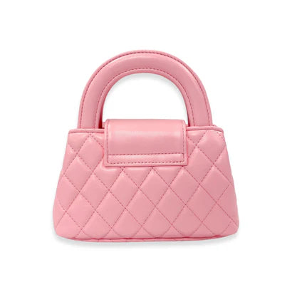 PINK FLORAL APPLIQUE QUILTED BAG