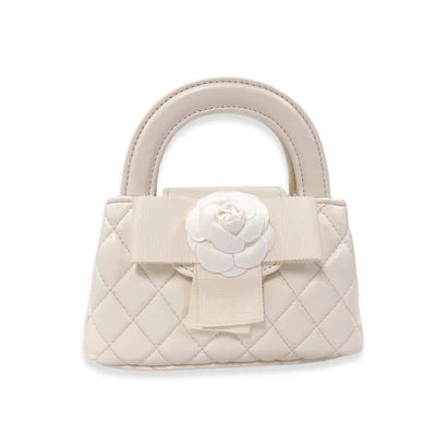 IVORY FLORAL APPLIQUE QUILTED BAG