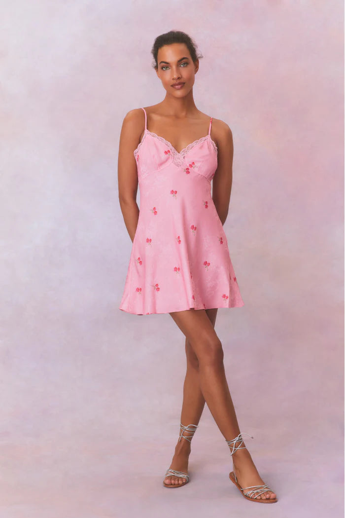 LARINDA PINK CHERRY SLIP DRESS