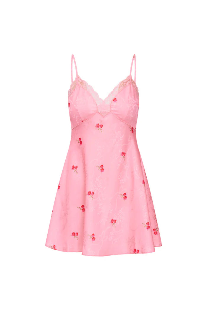 LARINDA PINK CHERRY SLIP DRESS