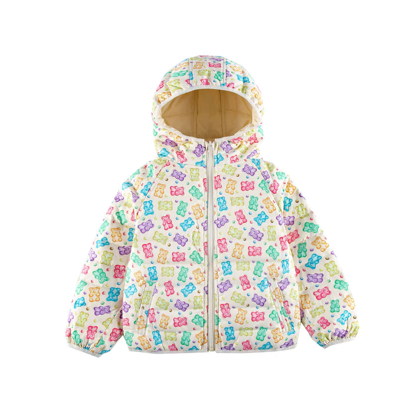 GIRLS GUMMY BEAR REVERISBLE DOWN JACKET