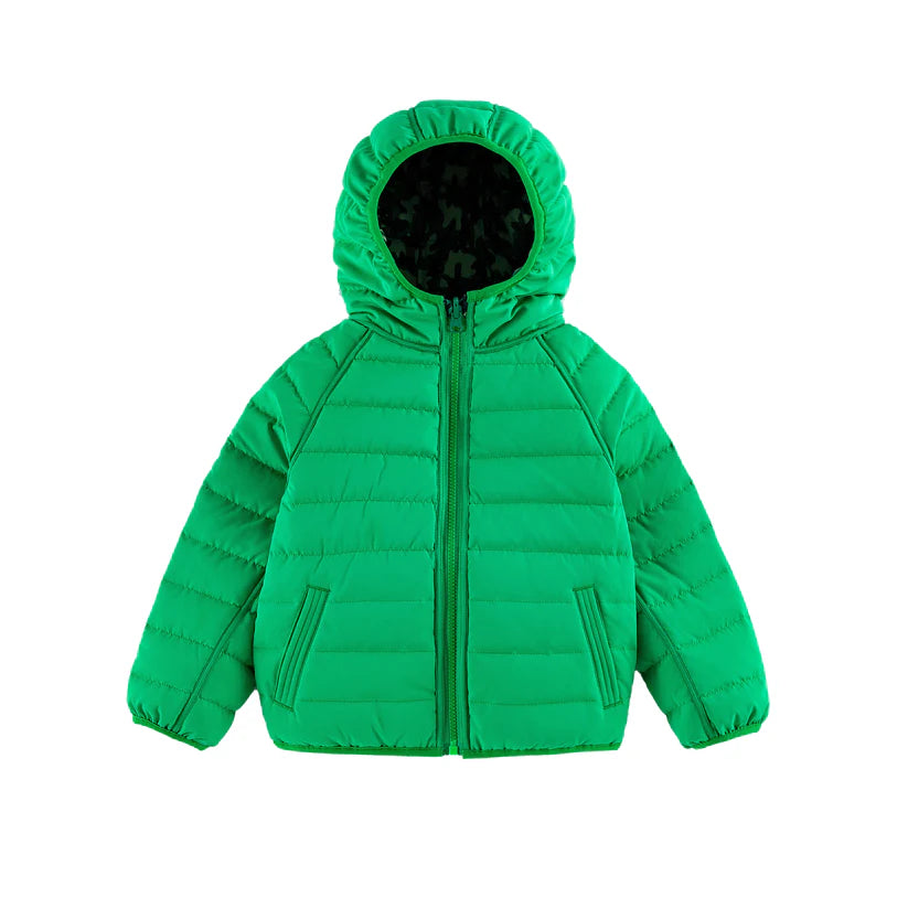 BOYS DINOSAUR CAMO REVERSIBLE DOWN JACKET